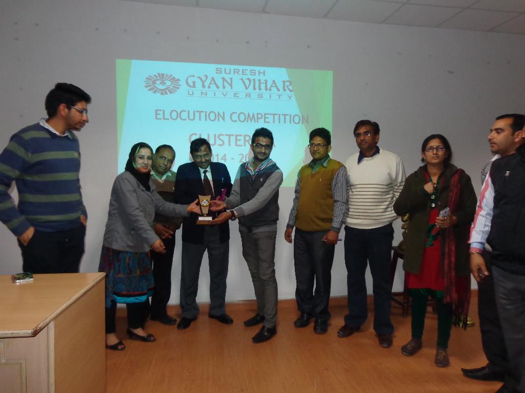 Winner of inter department Elocution competition organized by University.